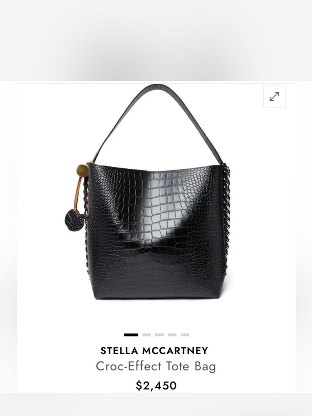 Stella McCartney Black Croc-Embossed Chain-Trim Tote